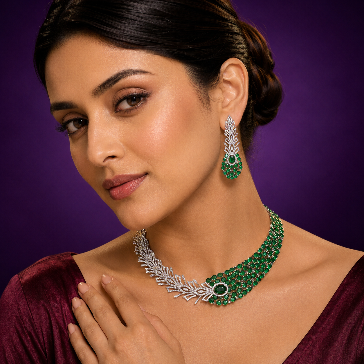 Dual Tone Cz And DoubleT Necklace