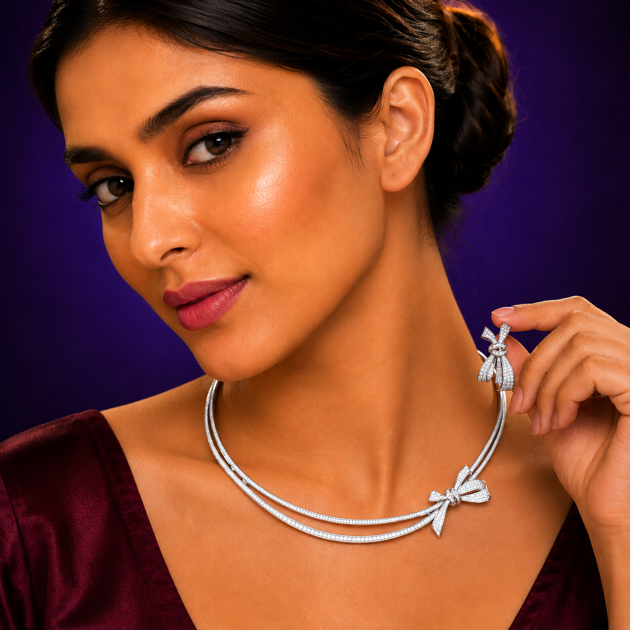 Sleek Bow Hasli Elegant Stylish IN CZ