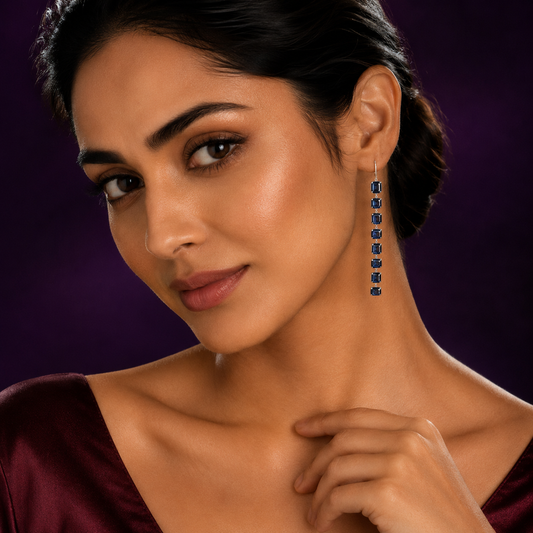 Extreme Long Earring With Doublet Stones