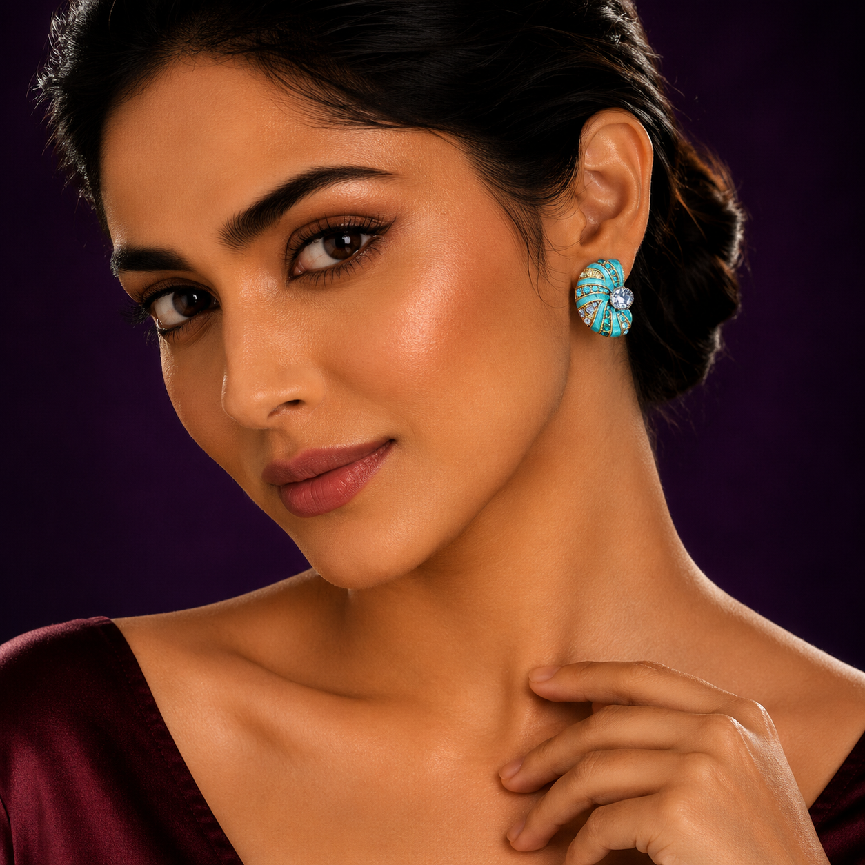 Beautiful Turquoise Studs With CZ