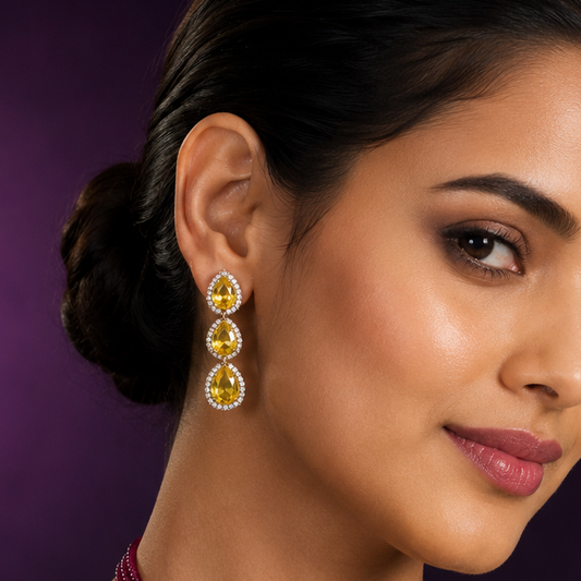 Yellow CZ with Doublet Cute Earring