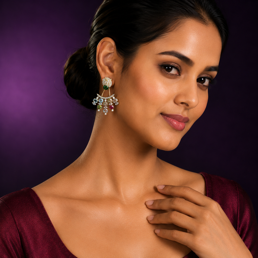 Colorful Stones With cz Earring