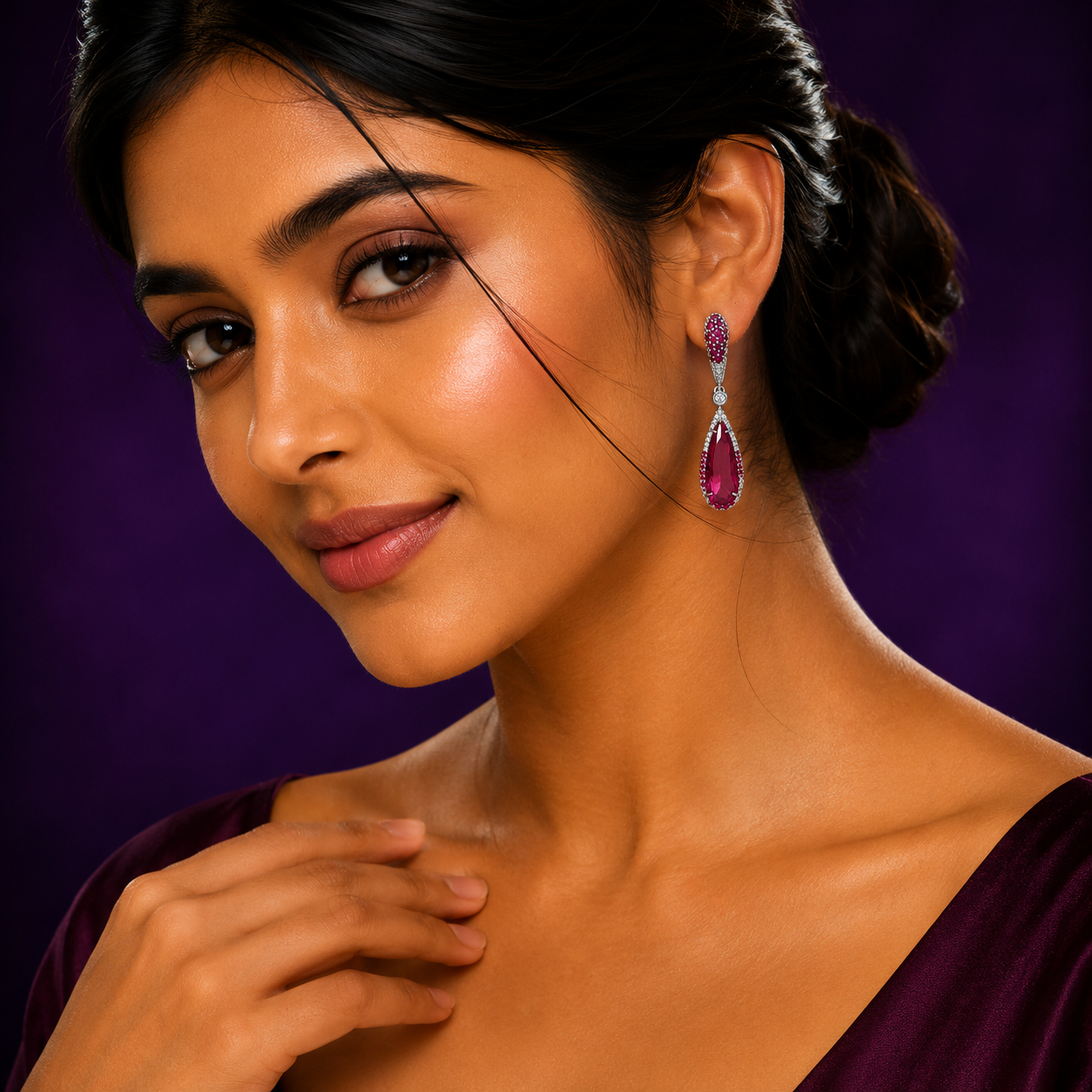 Crimson Elegance TearDrop Earrings
