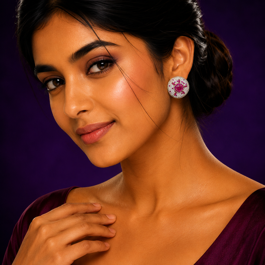 Vinatge Inspired Ruby Cocktail Studs