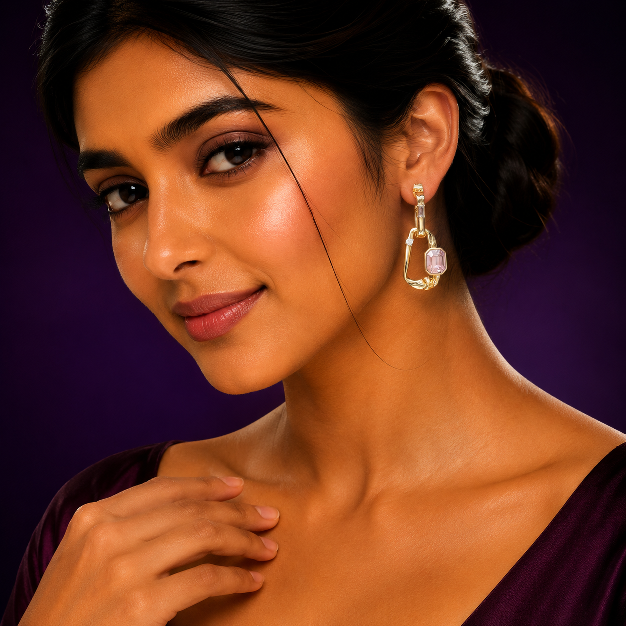 Rose Gold Geometric Drop Earring