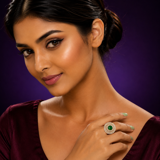 Vinatge Inspired Green Cocktail Ring