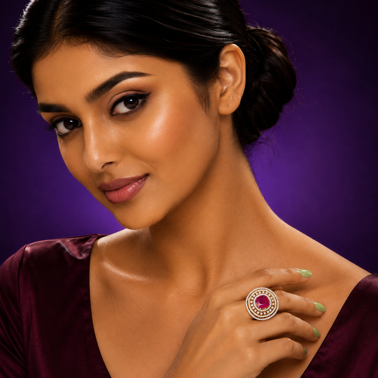 Vinatge Inspired Red Cocktail Ring