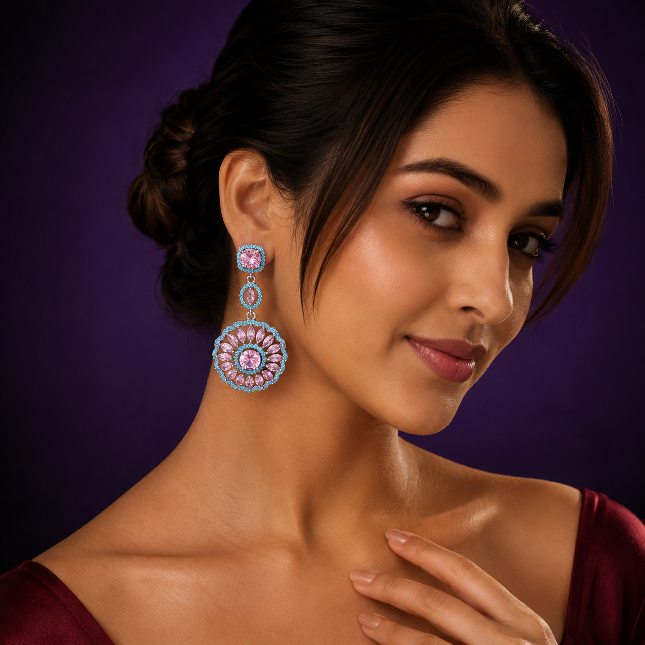 Round Statement Danglers Earrings