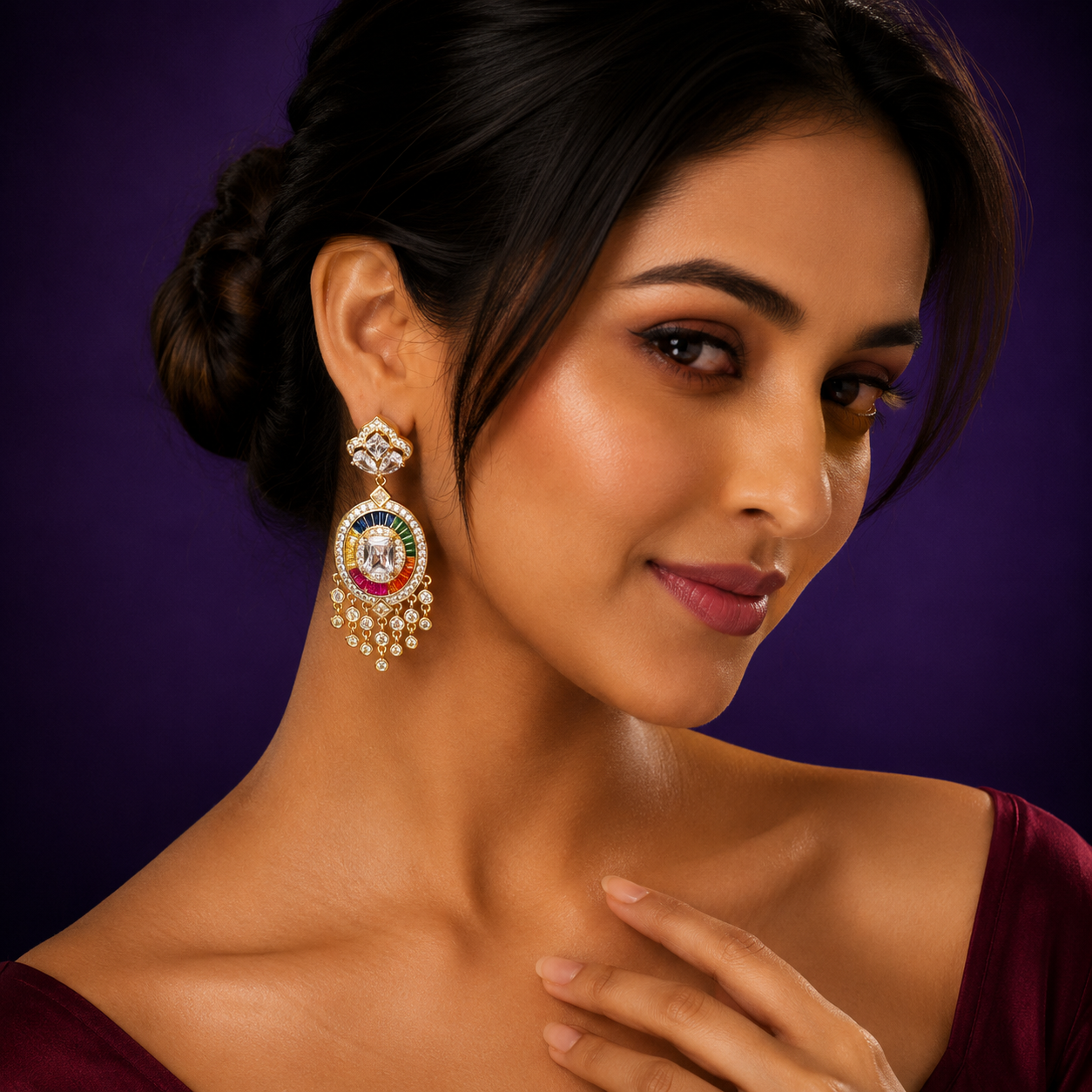 Rainbow cz Drop Earring