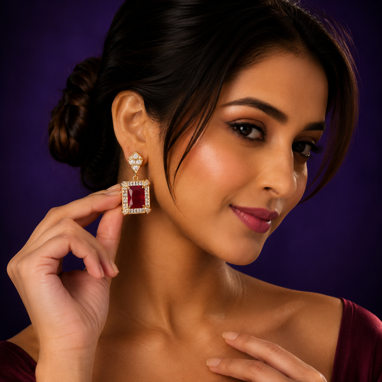 Vintage Red Stone Earrings