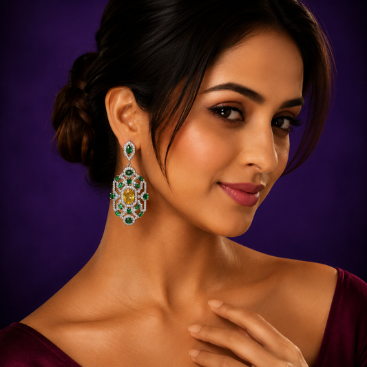 Geometric cz Drop Earring