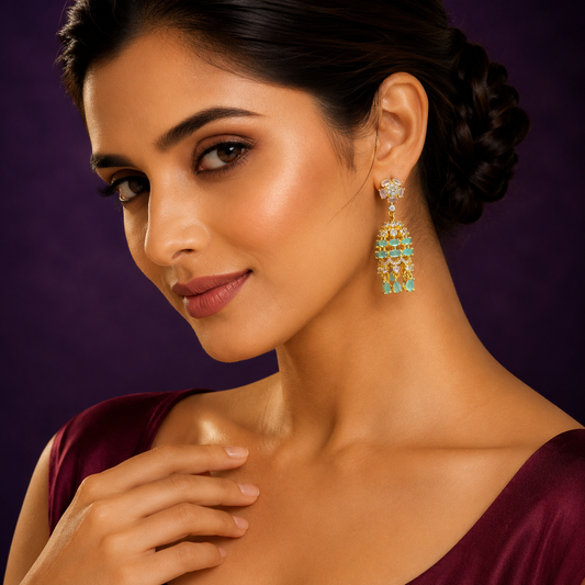 CZ jhumka With Colorful Stones