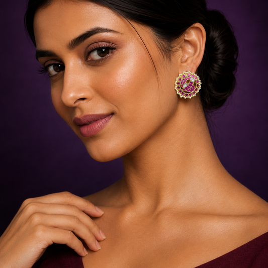 Over Sized Peacock Motiff Studs