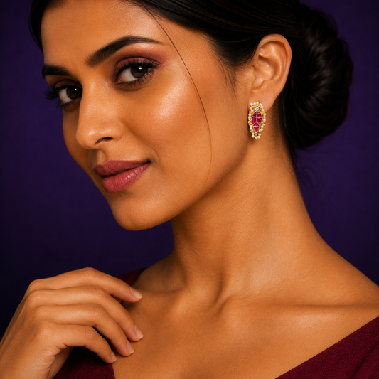 Cute Little Peacock Ruby Studs