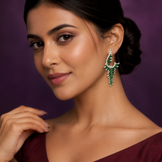 CZ With Stones Hanging Earrng