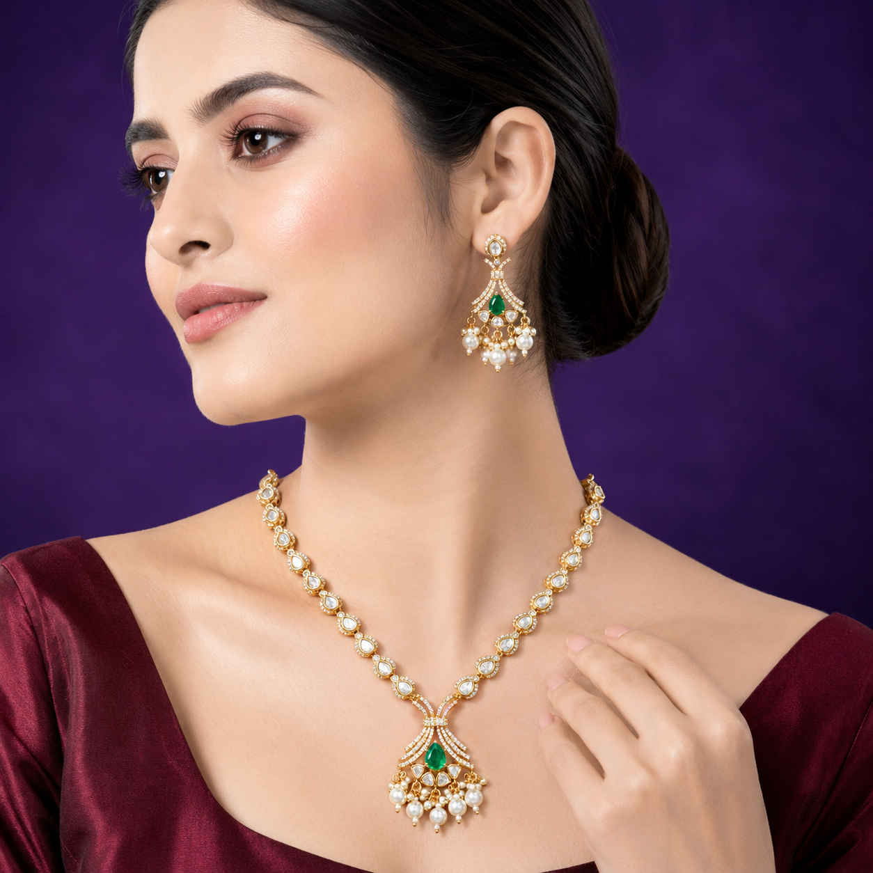Polki Green Doublet necklace
