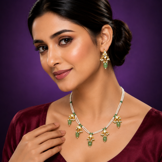 Floride Beading With Kundan Pearl Necklace