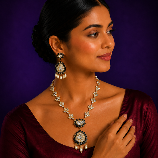 Ayana Gold Blue  Pendant Set