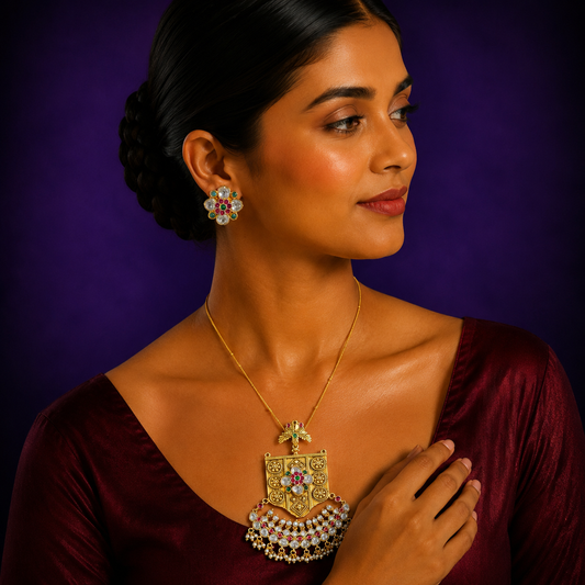 Rajputana Kundan Pendant Set