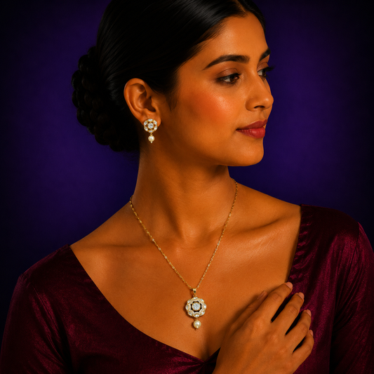 Floral Kundan Pendant Set