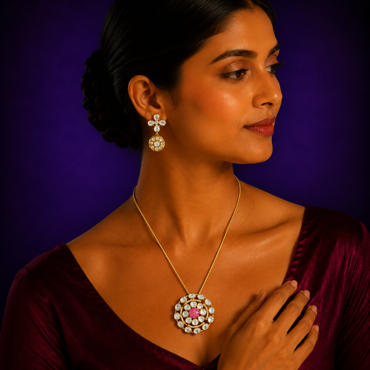 Ruby Gold Pendant Set