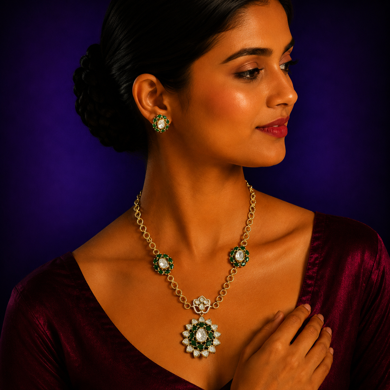 Alia Green Pendent Set