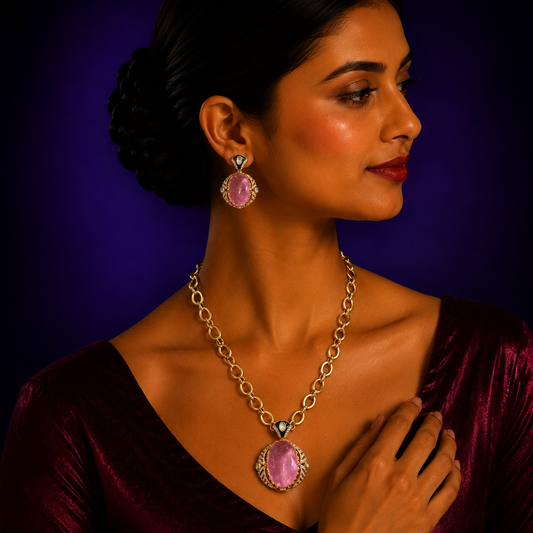 Fusion Pink Doublet Pendent set
