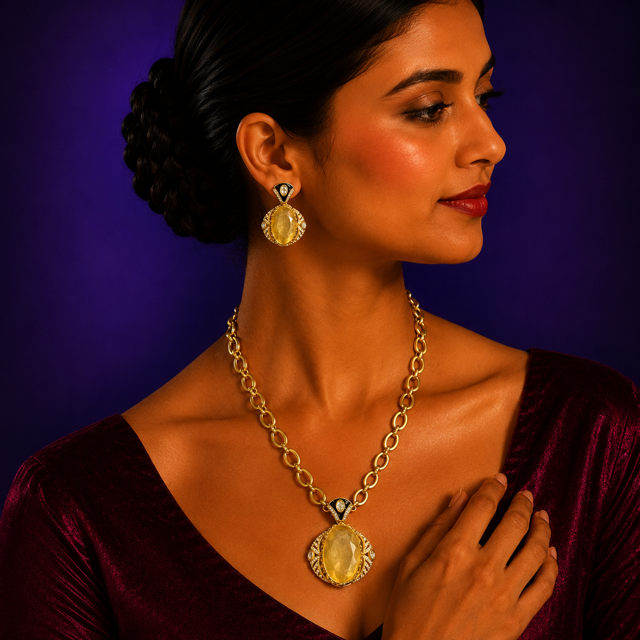 Fusion Yellow Doublet Pendent set