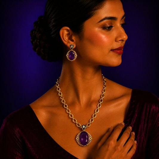 Fusion Purple Doublet Pendent set