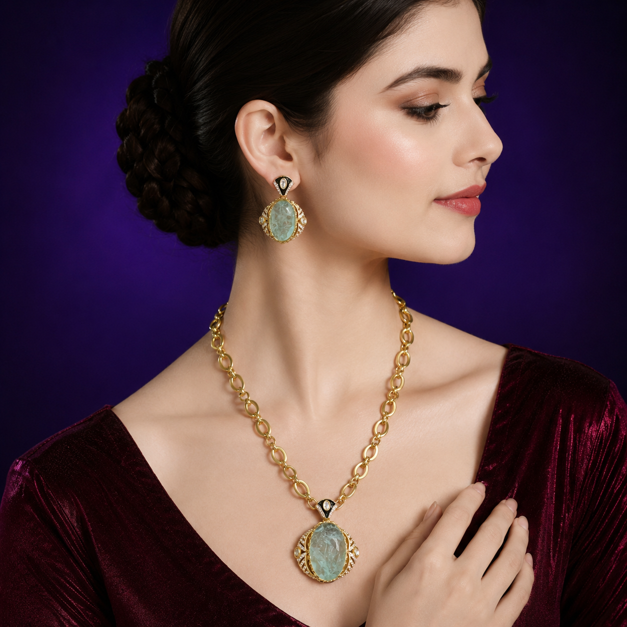 Fusion Mint Doublet Pendent set
