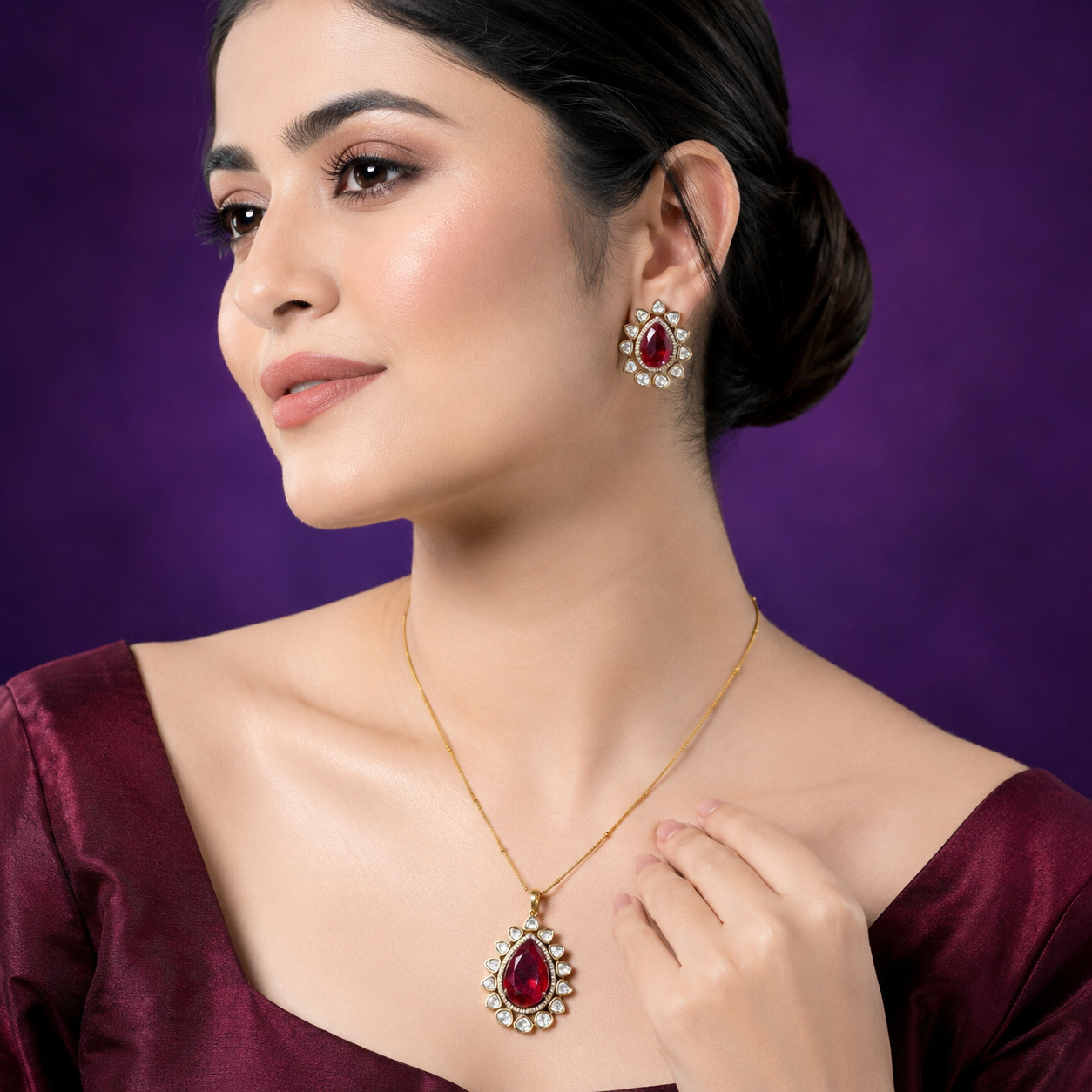 Red Doublet Pendant Set