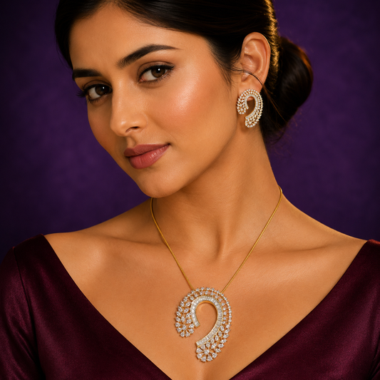Cz Gold Pendent Set