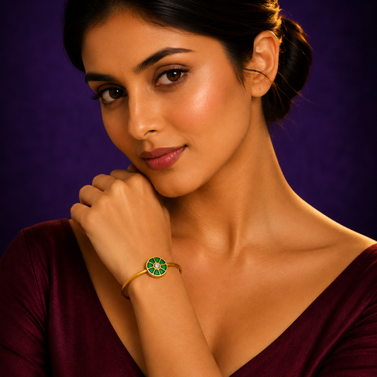 Gold Plated Green Antique Bracelet