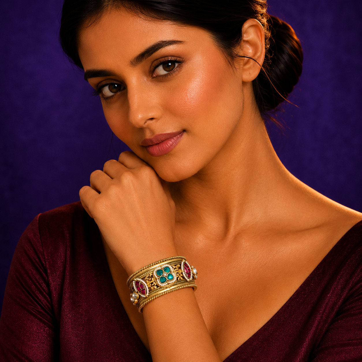Gold Plated Multicolored Antique Bracelet