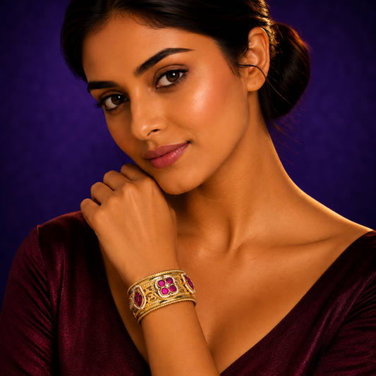 Gold Plated Red Antique Bracelet