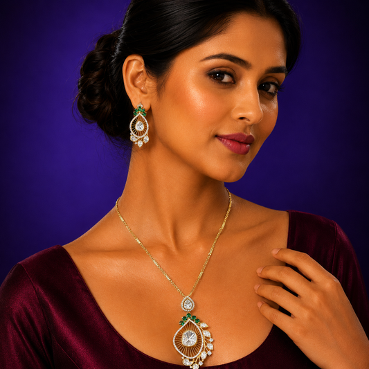 Polki Green Pendent set