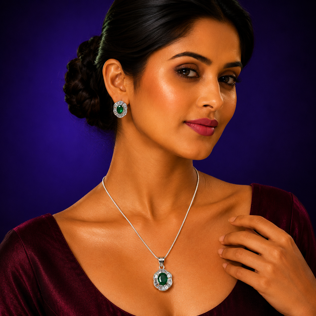 Swaroski Inspired Pendant Set