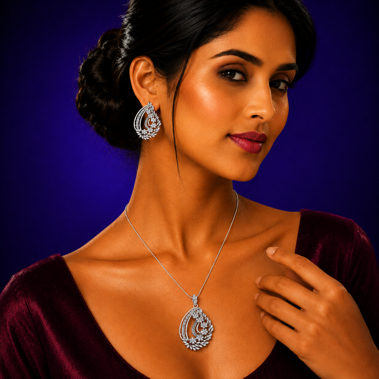 Cz Zircon Pendant Set