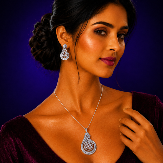 Leafy CZ Pendant Set
