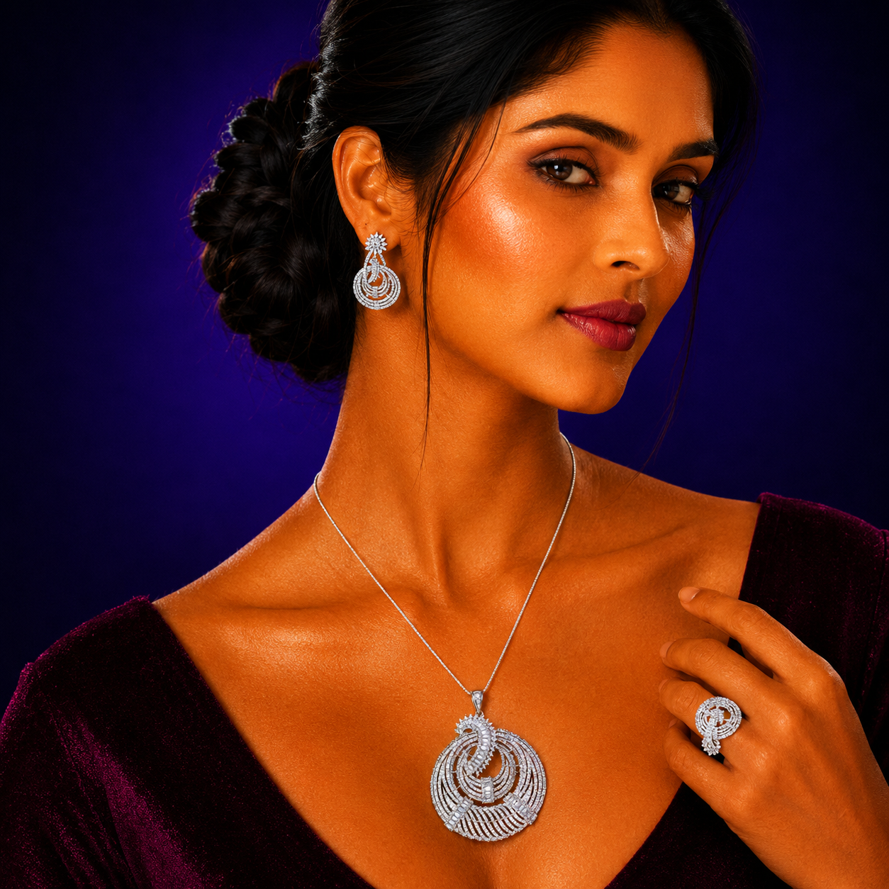 Round CZ Pendent Set