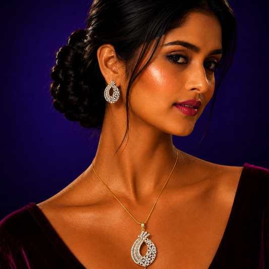 Gold Cz Pendent Set