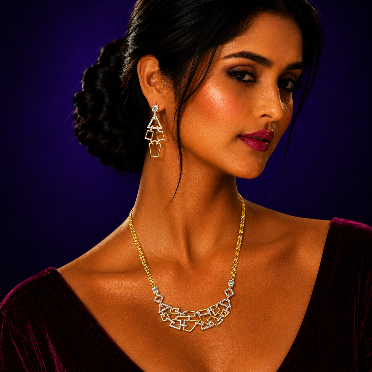 Cz Gold Pendent Set