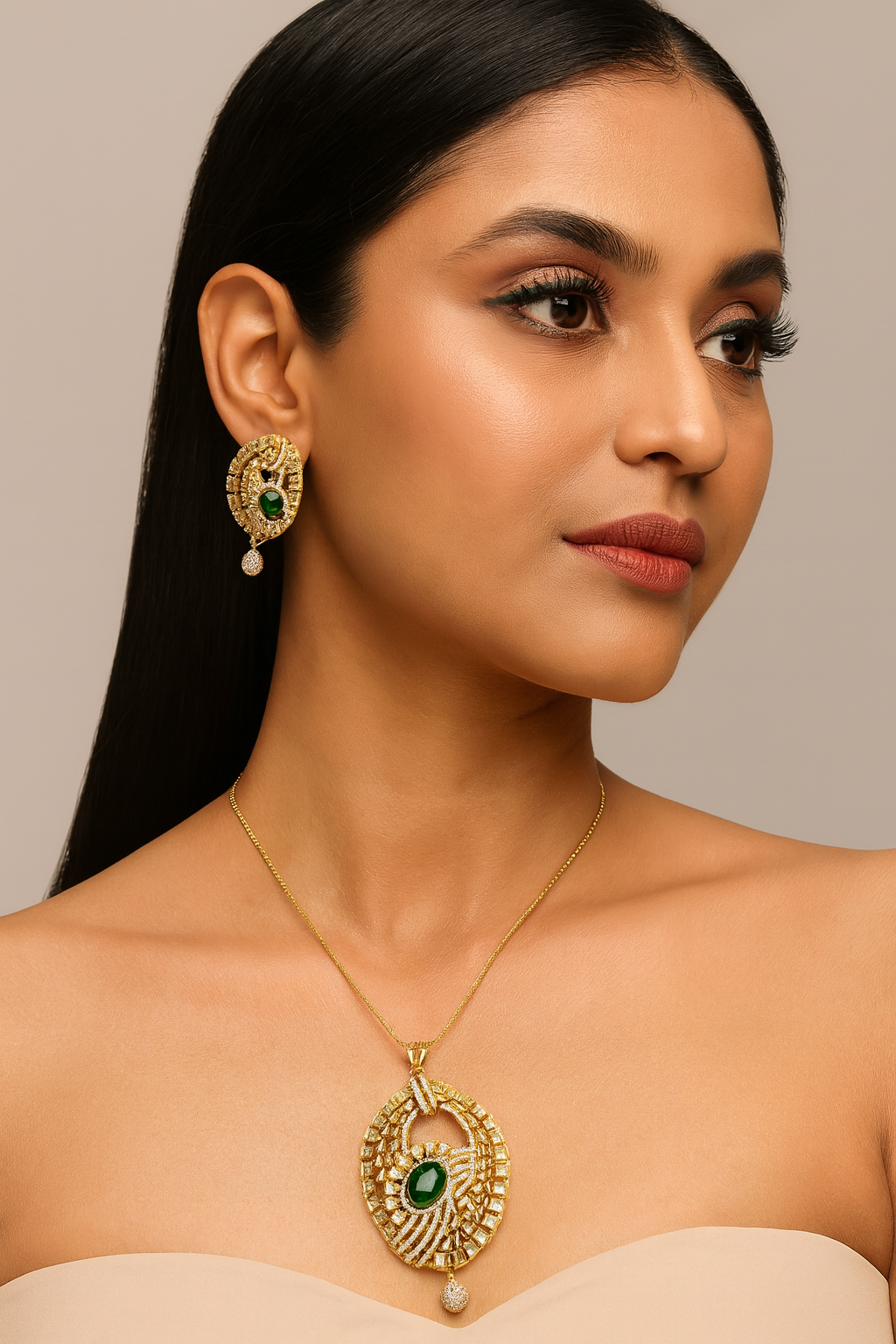 GREEN BEAUTIFUL PENDANT SET FOR WOMEN
