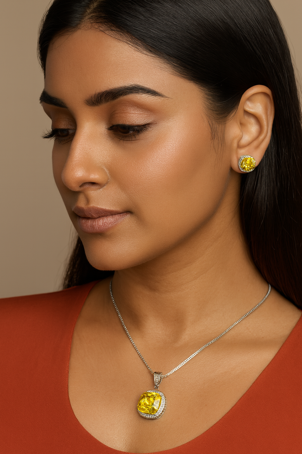 SWAROSKI  PENDENT SET FOR WOMEN WITH  CZ STONE FOR WOMEN
