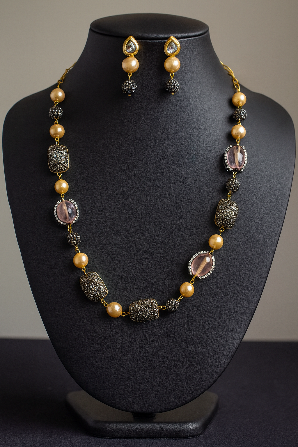 Baroque with pink stones mala for women