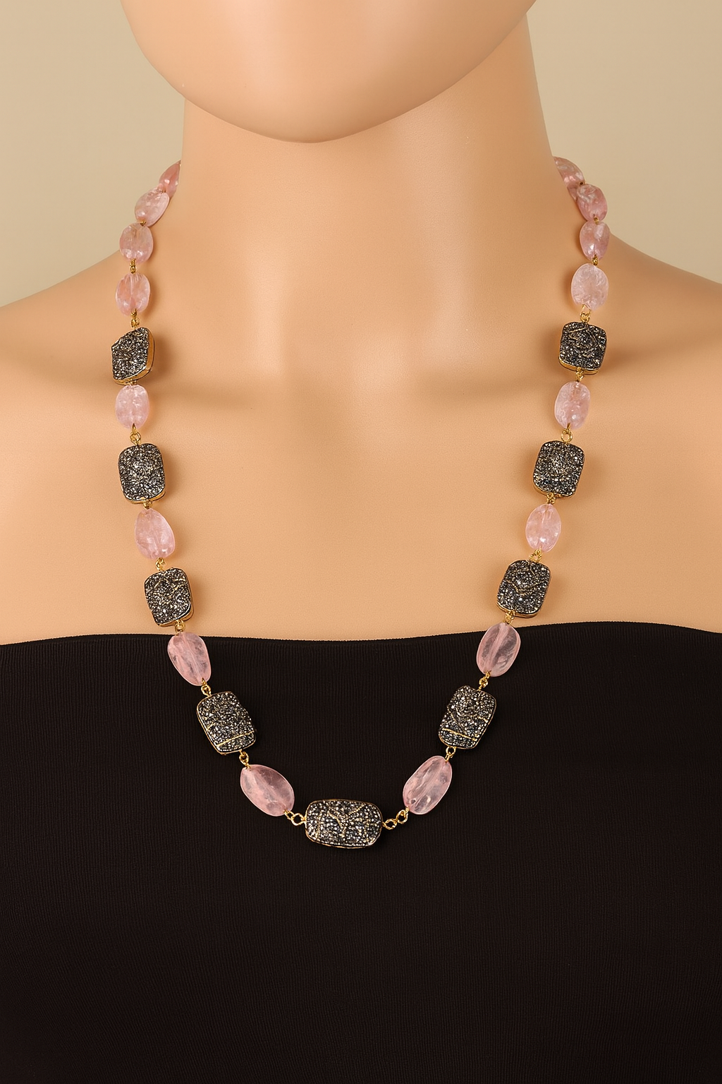 Jaipuri stone wtih pink stones mala for women