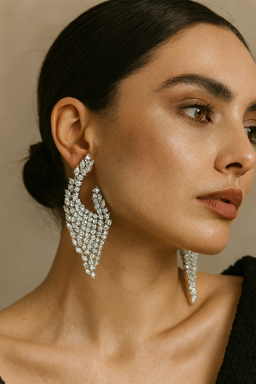 Glamorous Silver Wing Earrings with Cubic Zirconia Shine