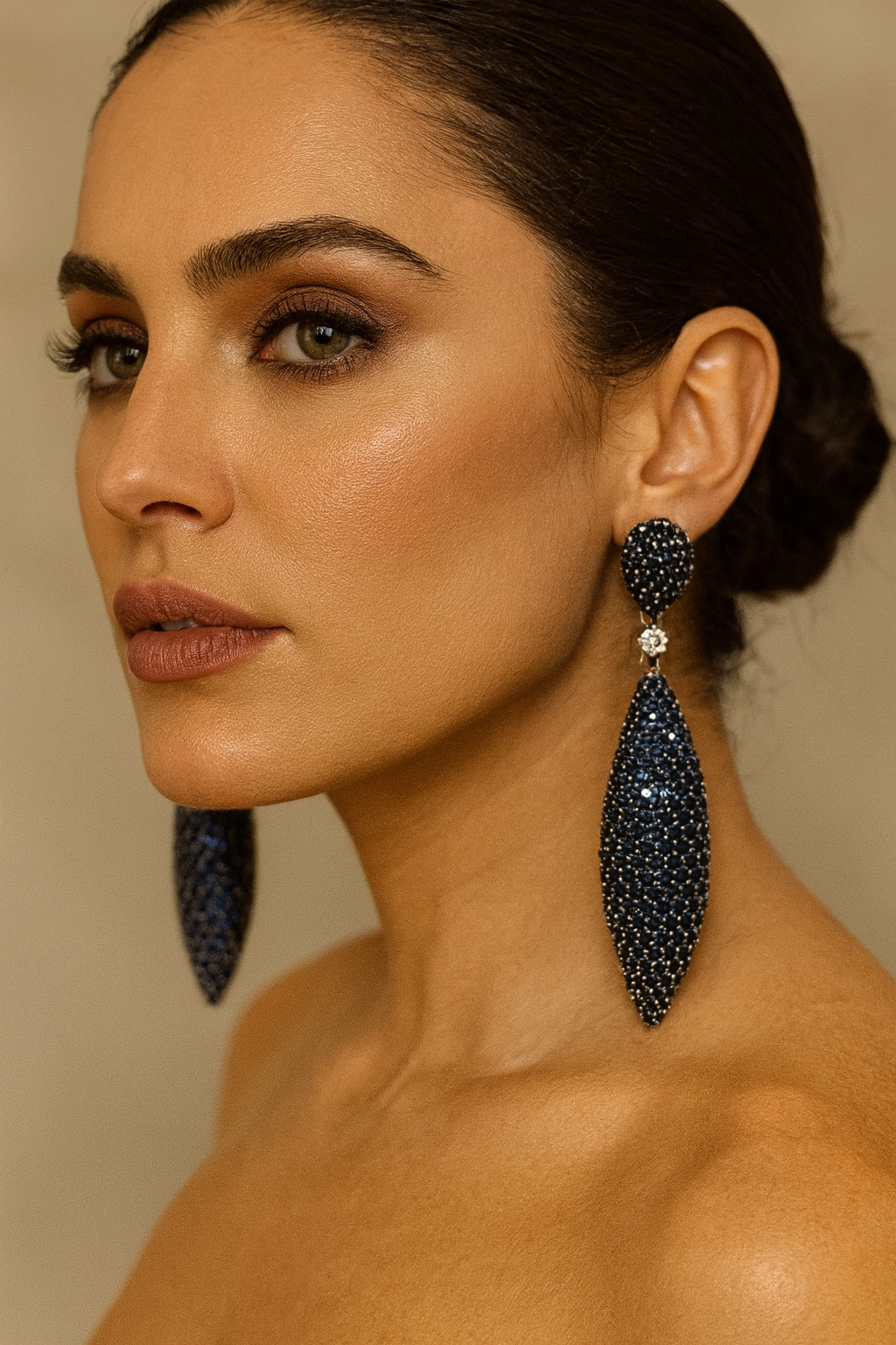 Midnight Blue Crystal Drop Earrings For Women And Girls