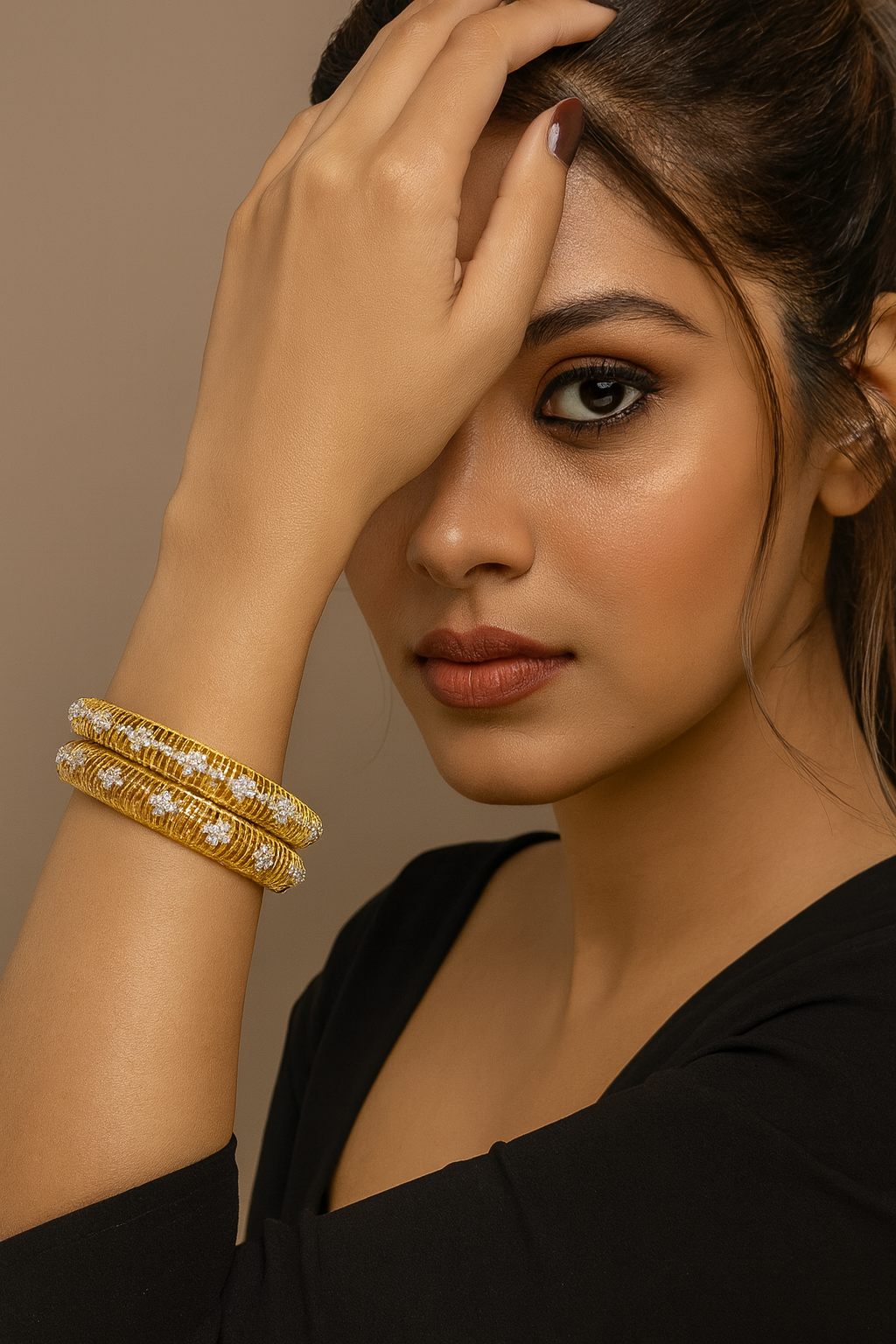 BEAUTIFUL GOLD POLISH AD BANGLES FOR WOMEN