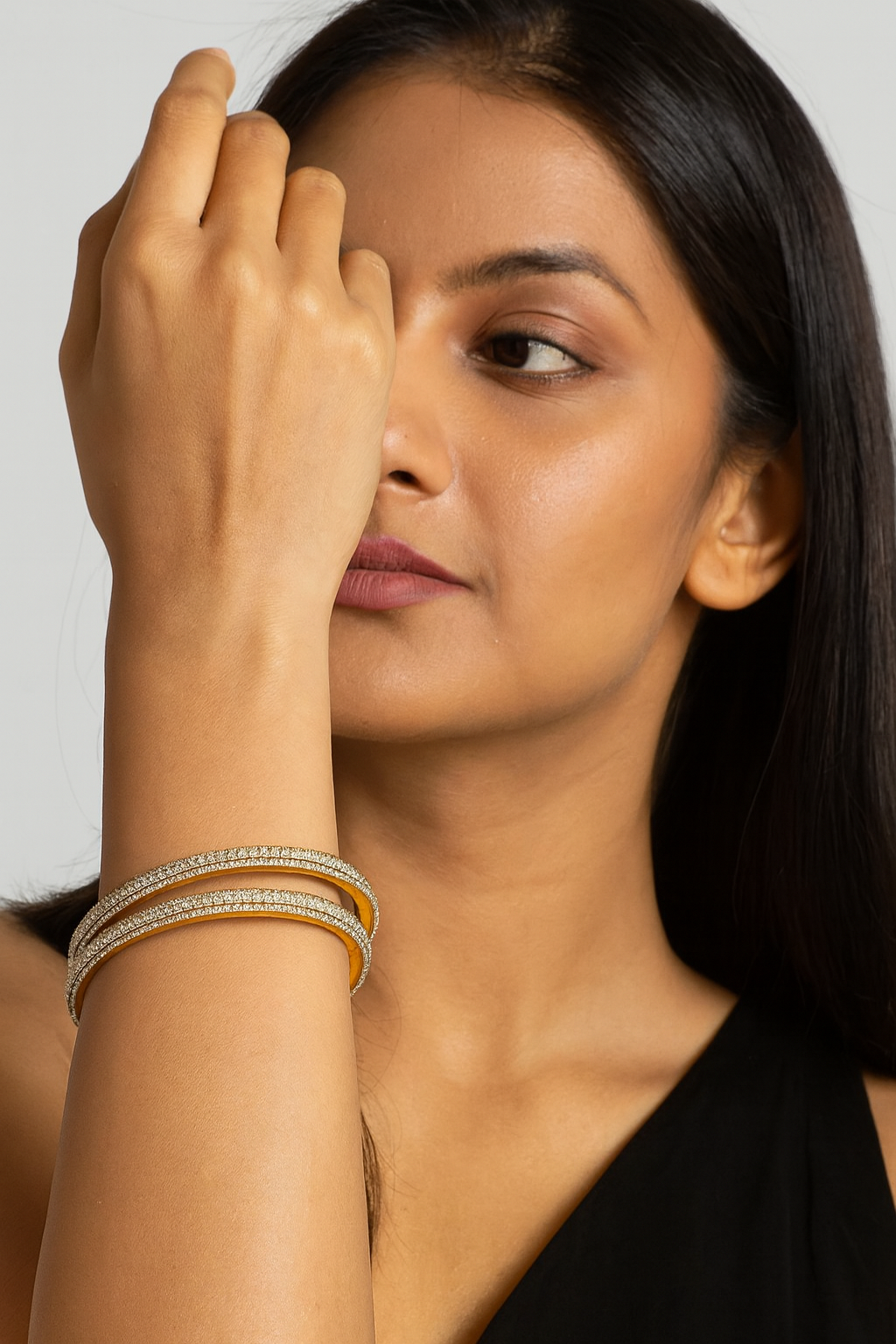 OPENABLE  GOLDEN POLISH  BANGLES WITH CZ FOR WOMEN
